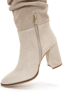 Women's Gray Suede Leather Heeled Boots | Derimod