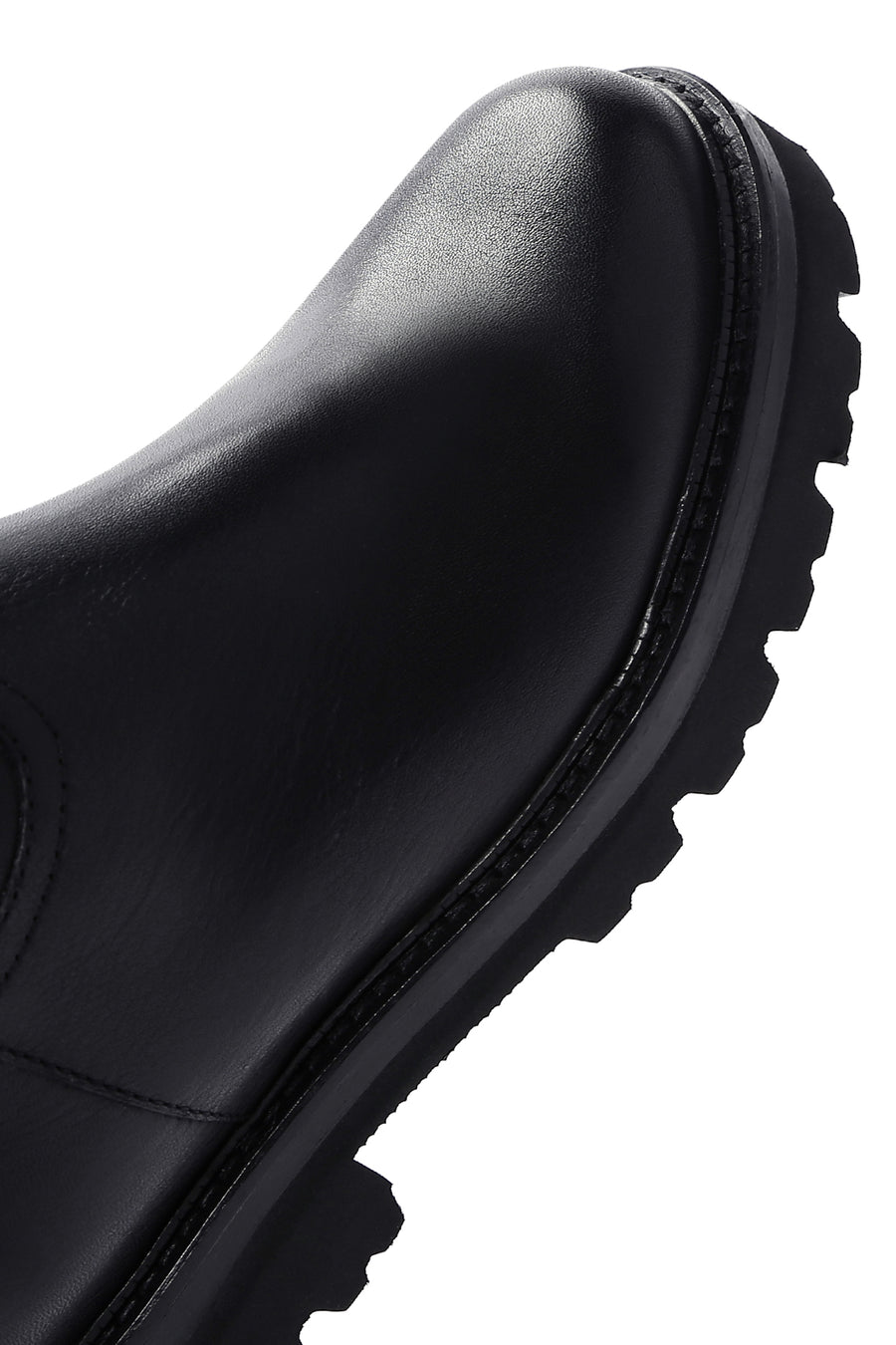 Women's Black Thick Soled Zippered Leather Boots