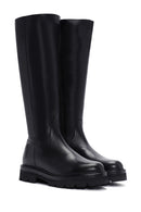 Women's Black Thick Soled Zippered Leather Boots | Derimod