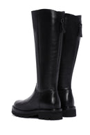 Women's Black Thick Soled Zippered Leather Boots | Derimod
