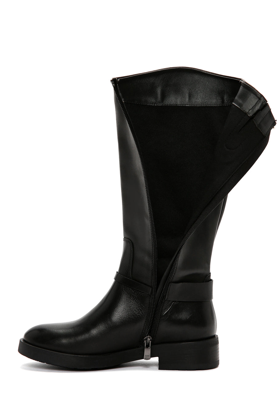 Women's Black Zippered Leather Boots