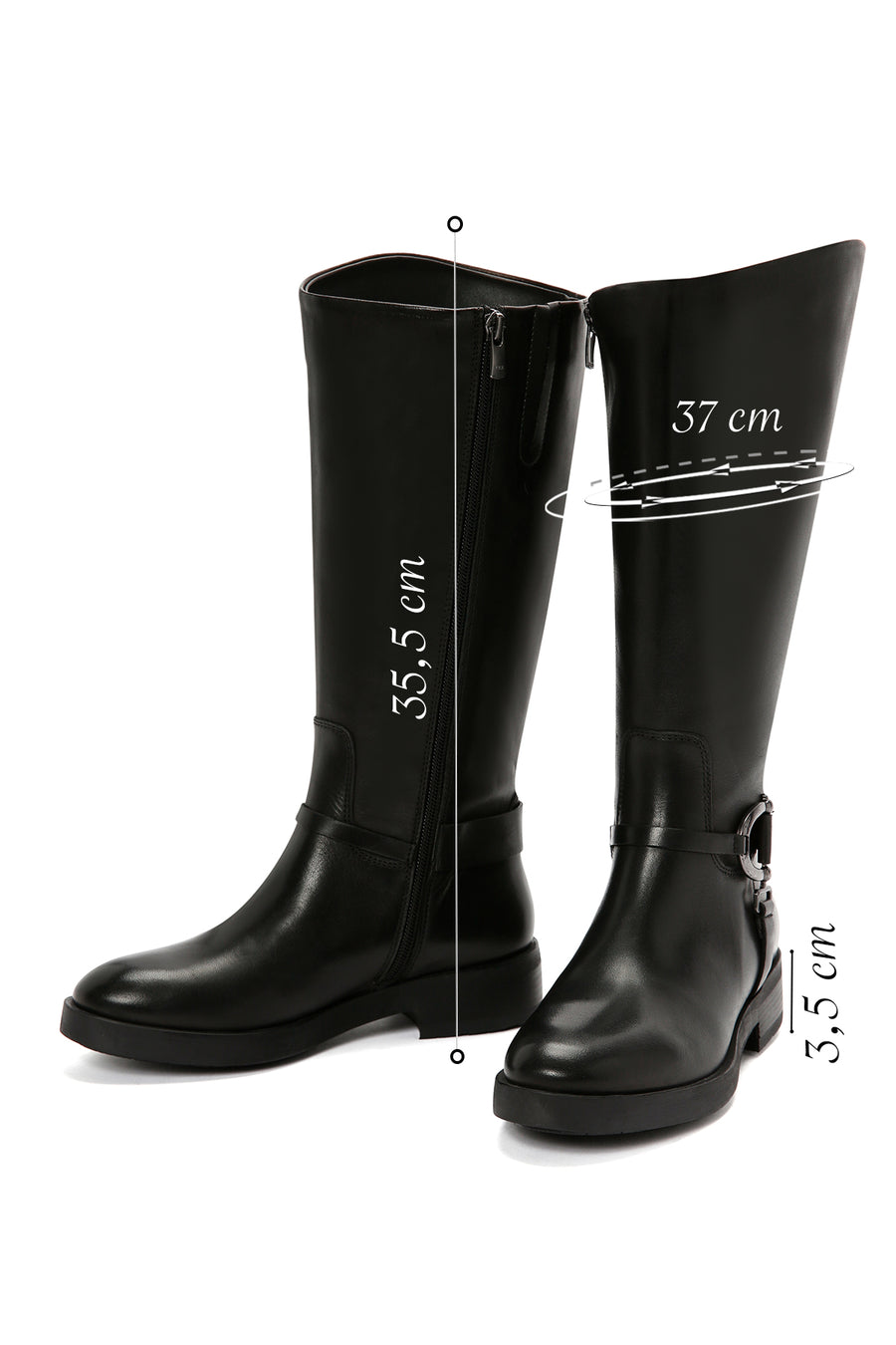 Women's Black Zippered Leather Boots