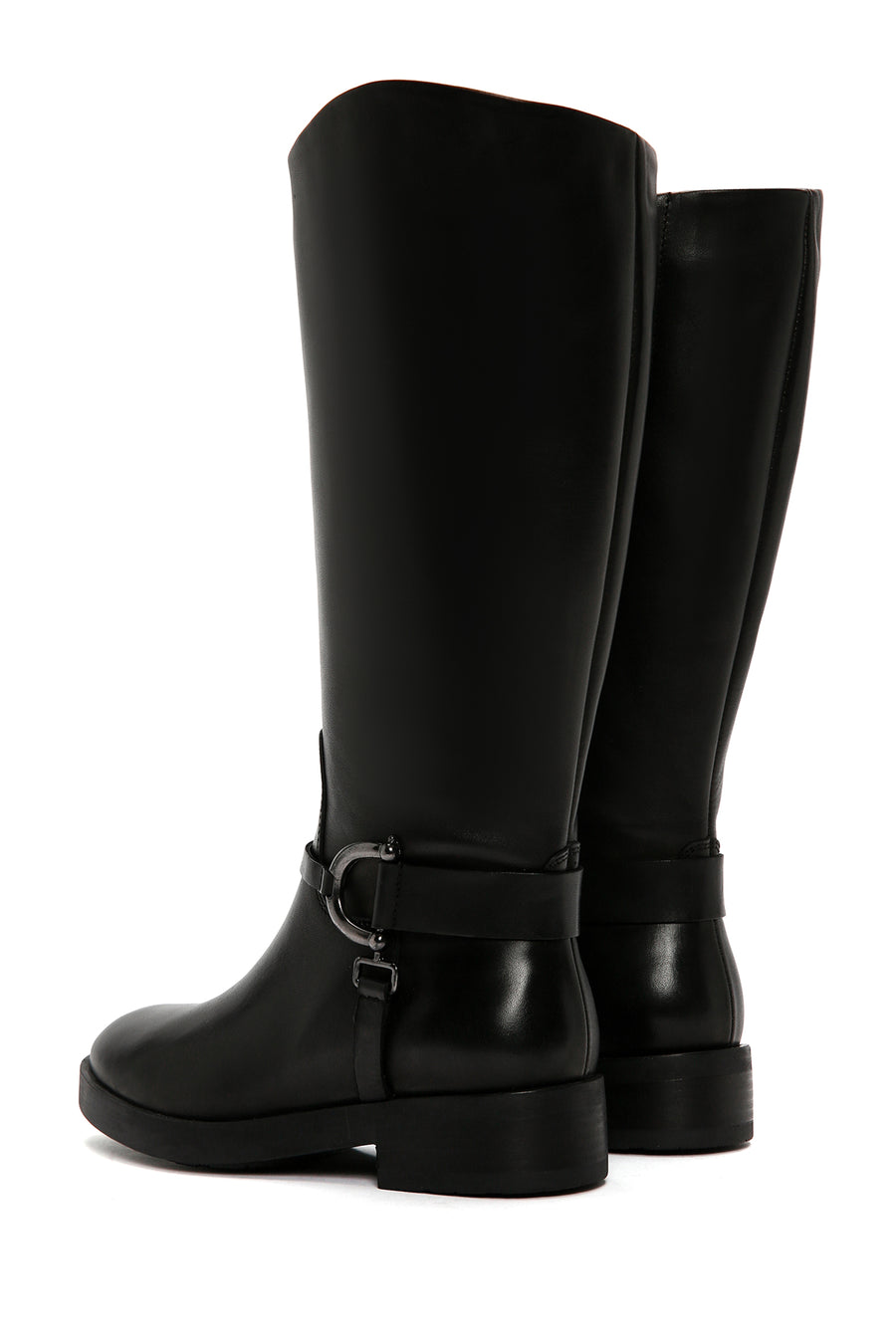 Women's Black Zippered Leather Boots