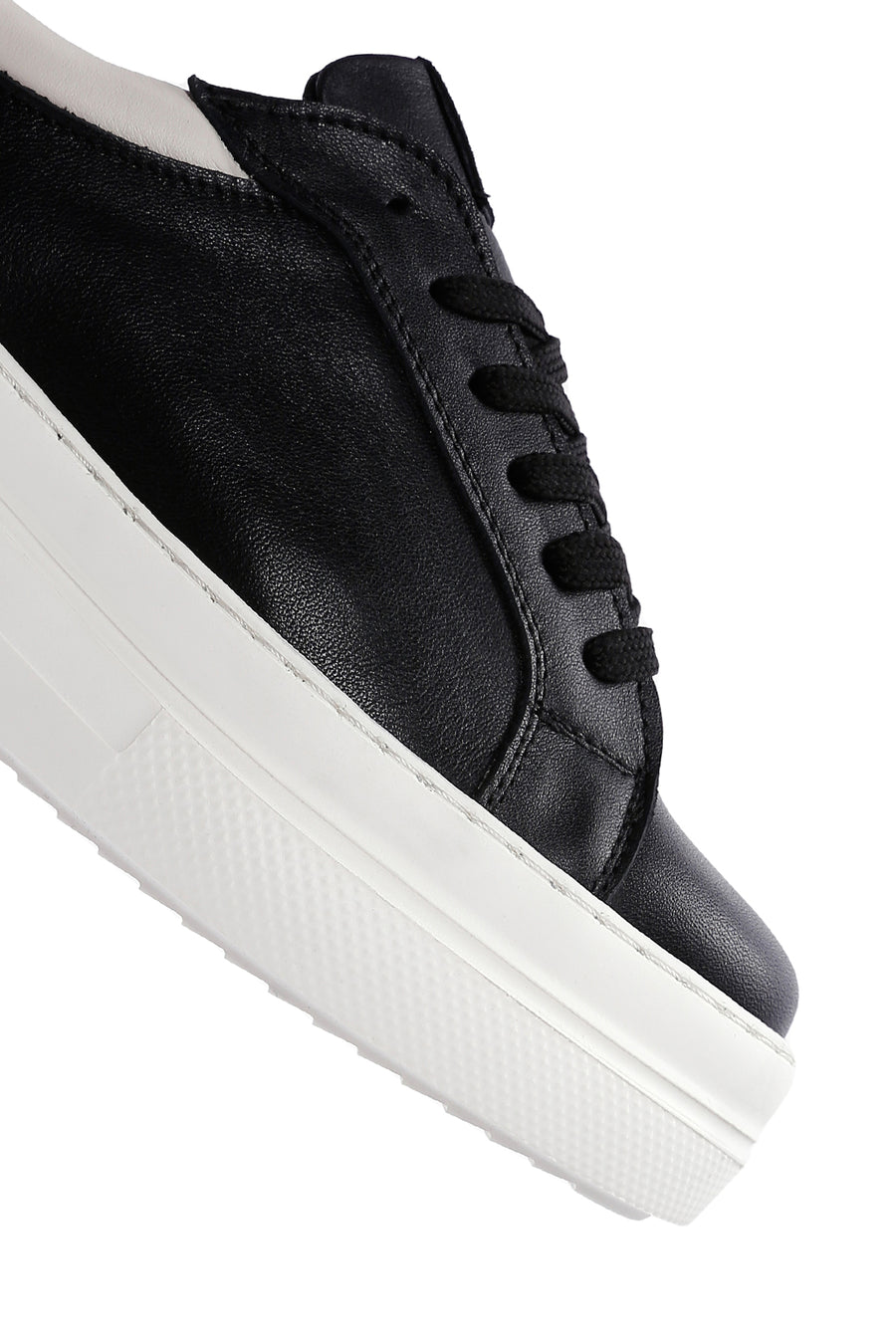 Kadın Siyah Deri Kalın Tabanlı Sneaker