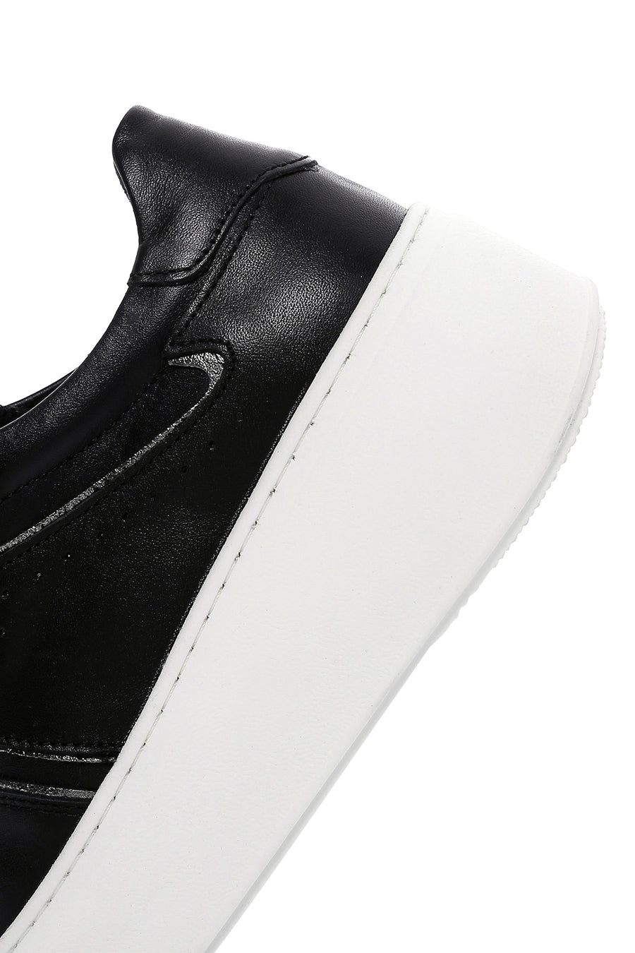 Kadın Siyah Deri Kalın Tabanlı Sneaker