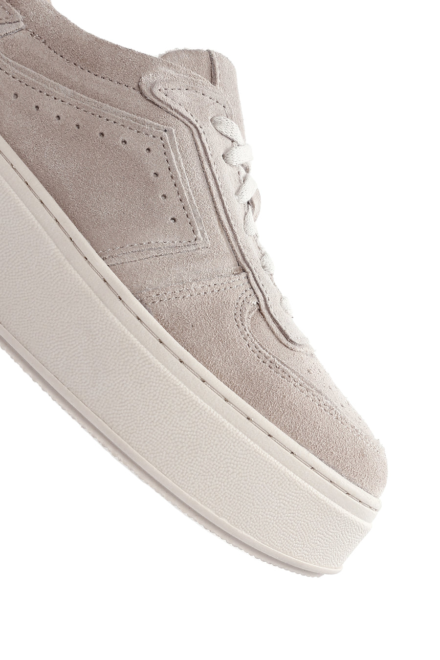 Women's Beige Thick Soled Nubuck Leather Sneaker