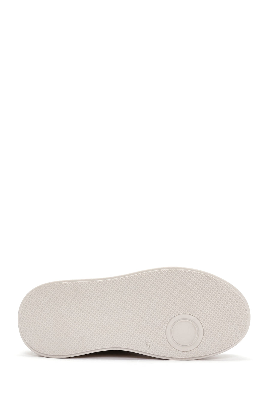 Women's Beige Thick Soled Nubuck Leather Sneaker