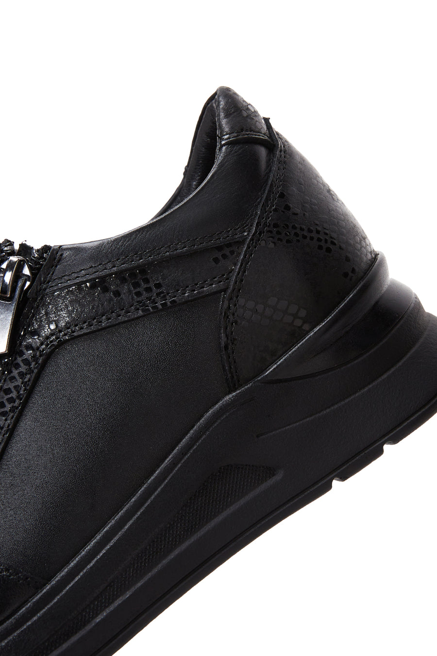 Kadın Siyah Deri Kalın Tabanlı Sneaker