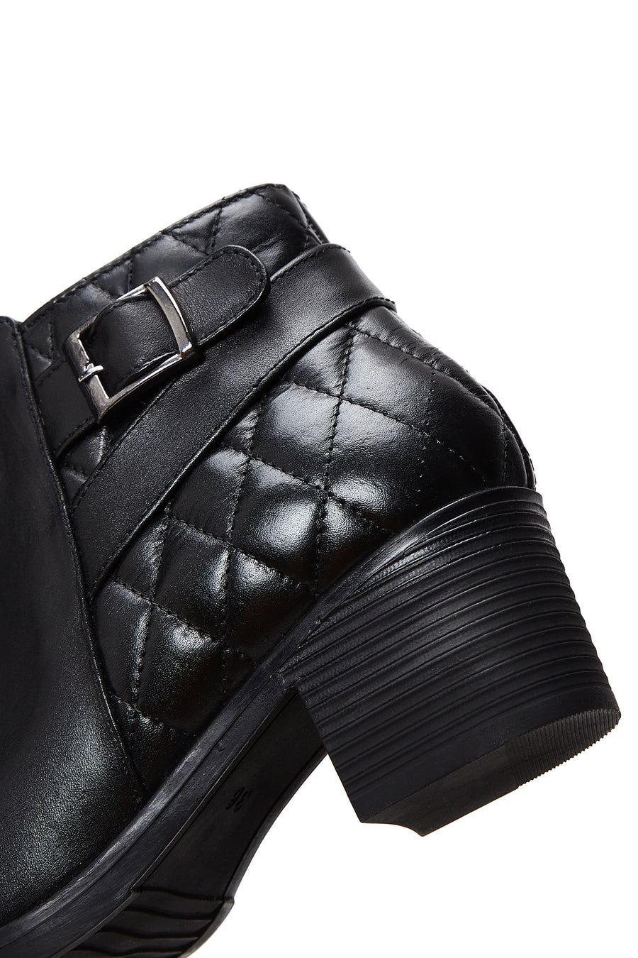 Kadın Siyah Deri Tokalı Topuklu Bot