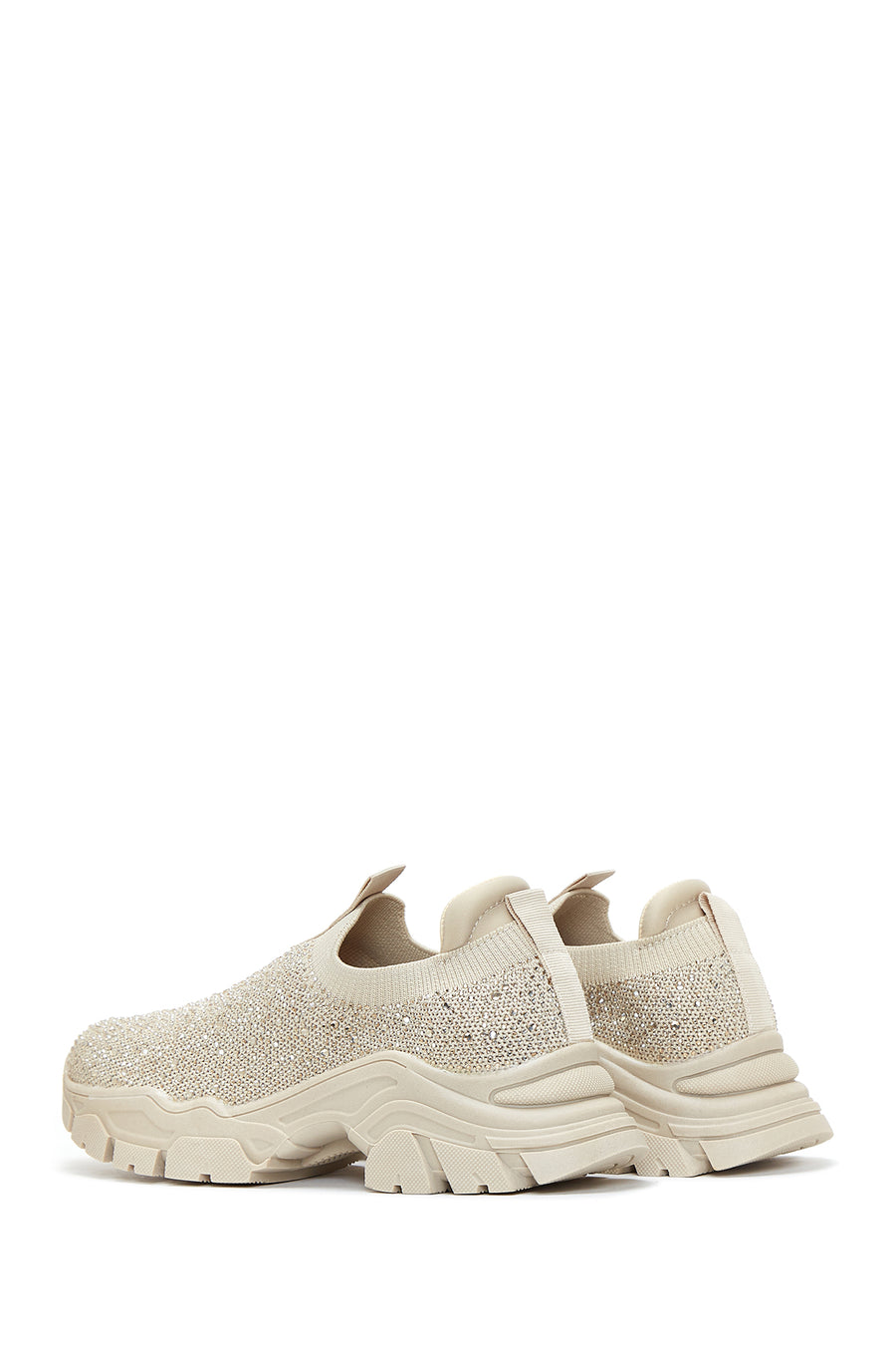 Kadın Bej Taşlı Kalın Tabanlı Sneaker
