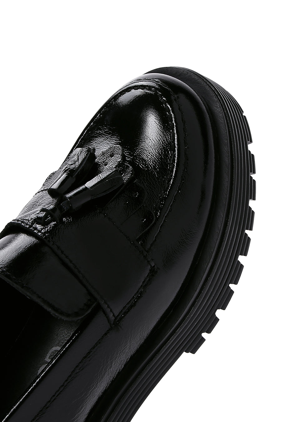 Kadın Siyah Rugan Deri Maskülen Loafer
