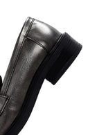 Women's Silver Leather Tasseled Masculine Loafer | Derimod