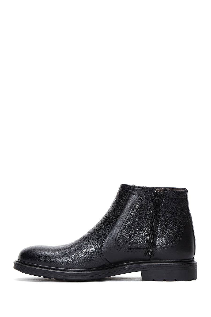 
Men's Black Zippered Leather Casual Boot
