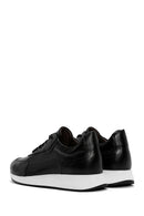 Men's Black Thick Sole Leather Casual Sneaker | Derimod