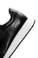 Men's Black Thick Sole Leather Casual Sneaker | Derimod