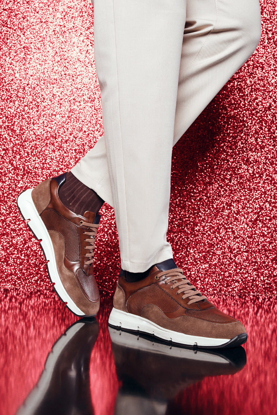 Men's Brown Leather Suede Detailed Sneaker 23WFD606514 | Derimod