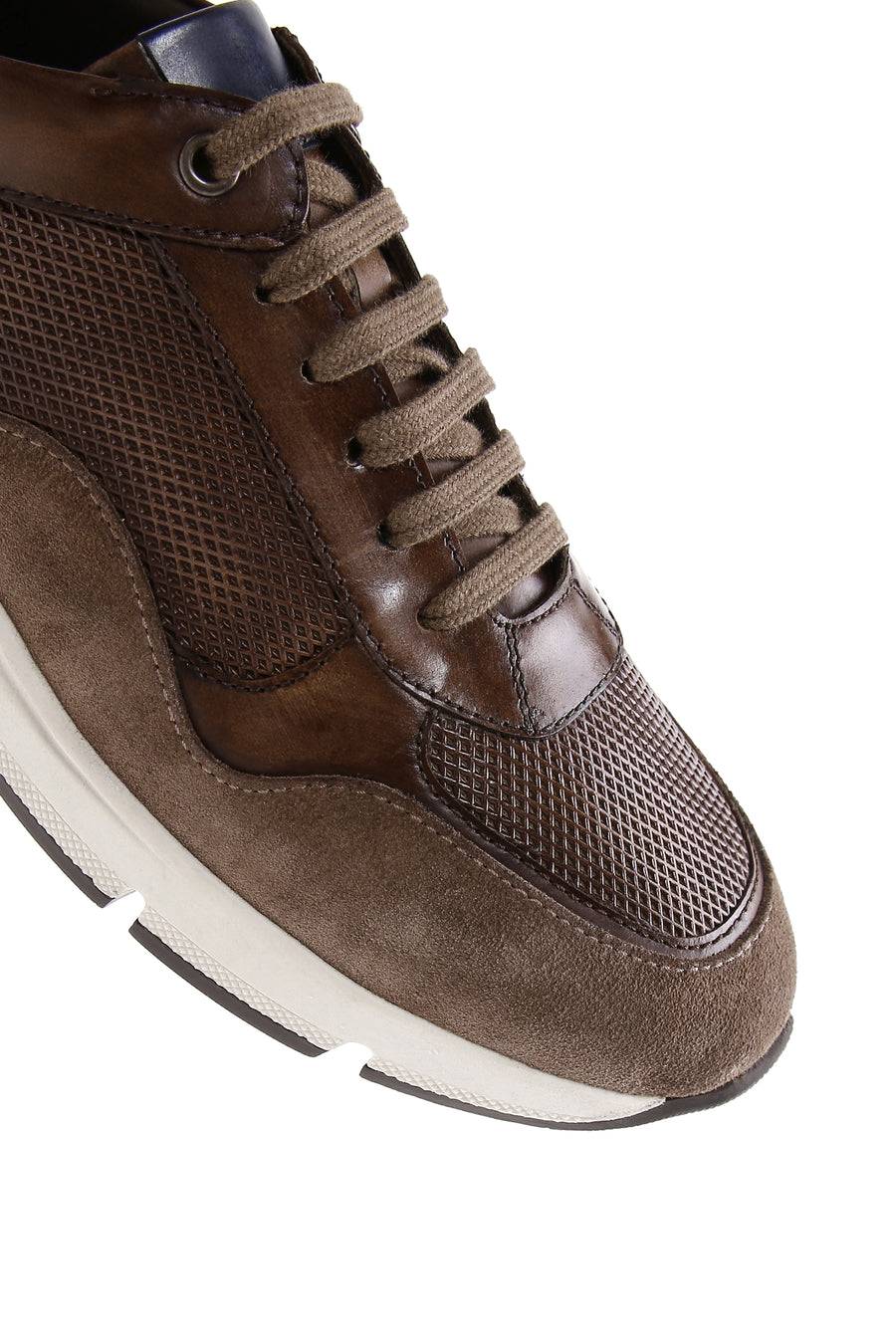 Men's Brown Leather Suede Detailed Sneaker