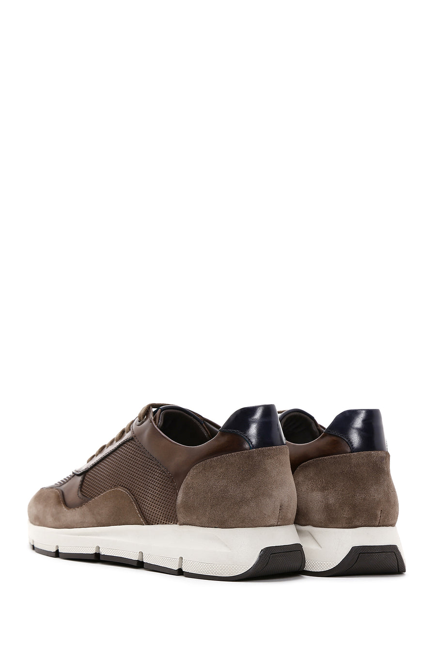 Men's Brown Leather Suede Detailed Sneaker