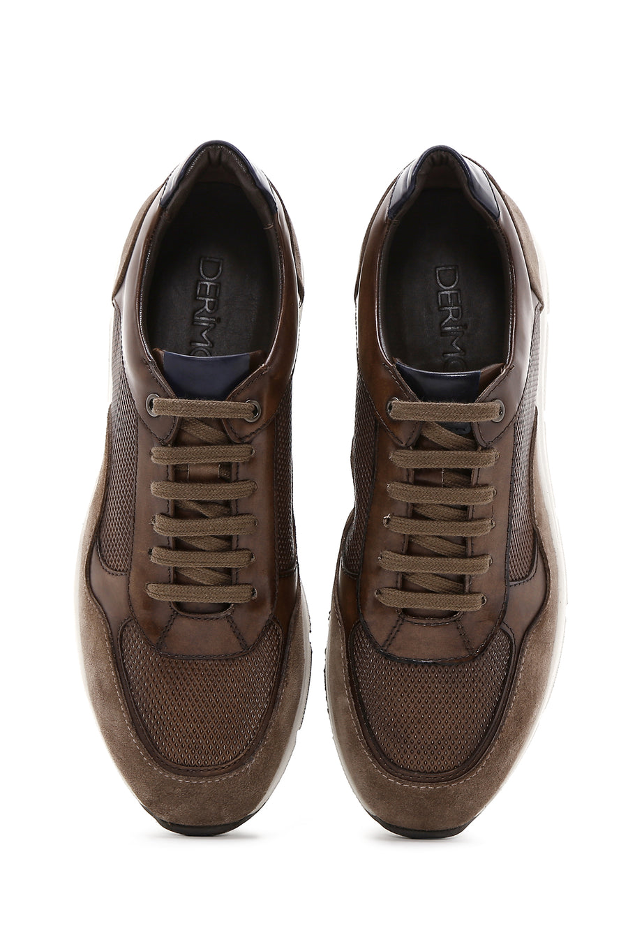 Men's Brown Leather Suede Detailed Sneaker