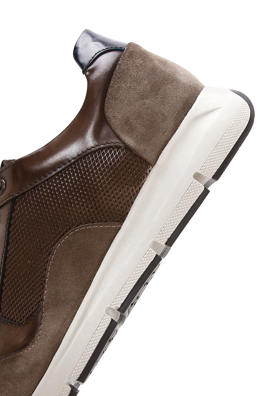 Men's Brown Leather Suede Detailed Sneaker