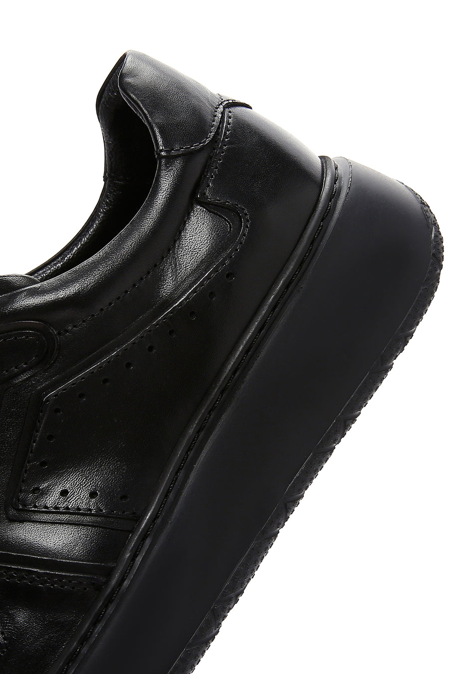 Erkek Siyah Deri Kalın Tabanlı Sneaker
