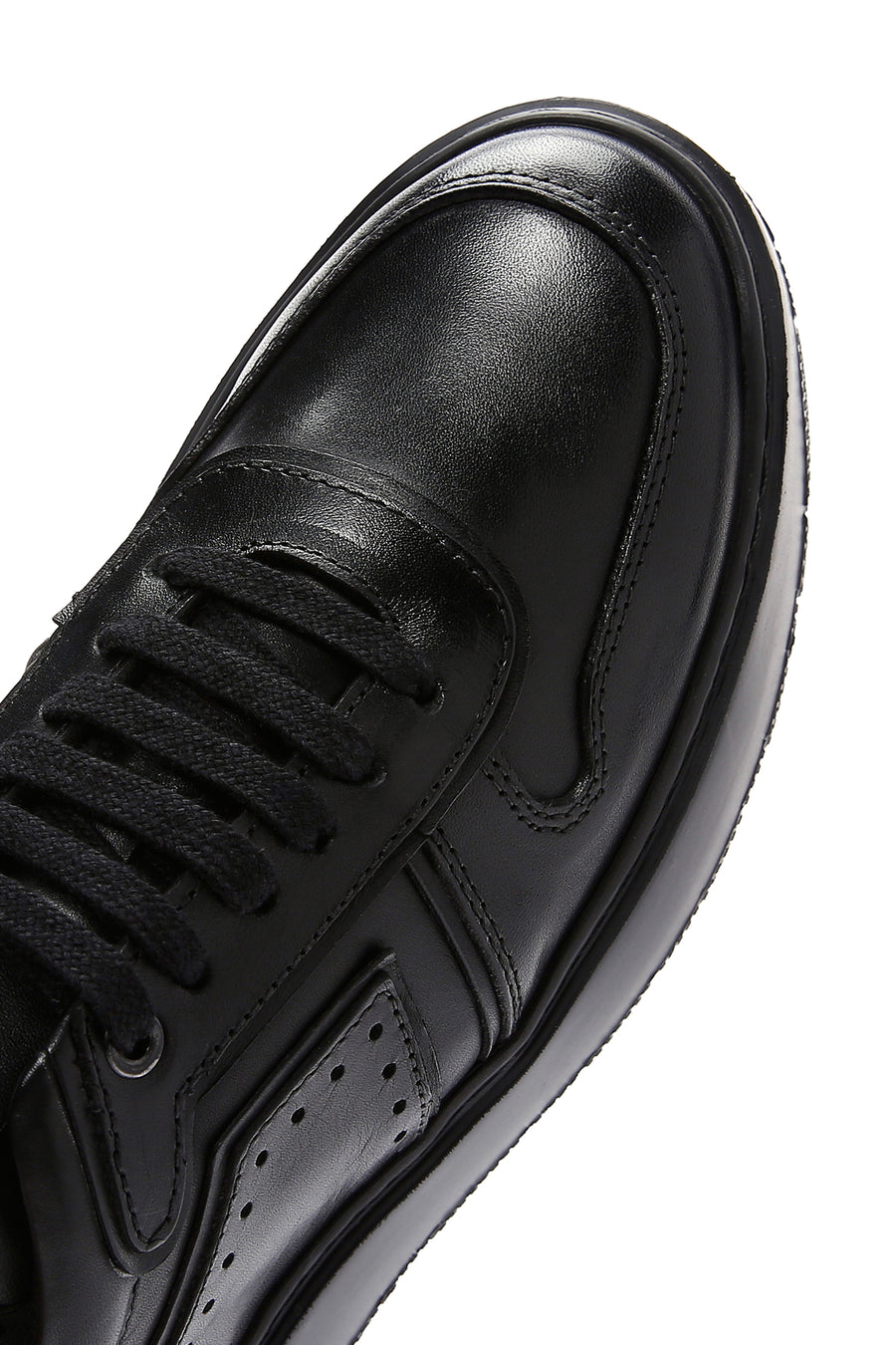Erkek Siyah Deri Kalın Tabanlı Sneaker