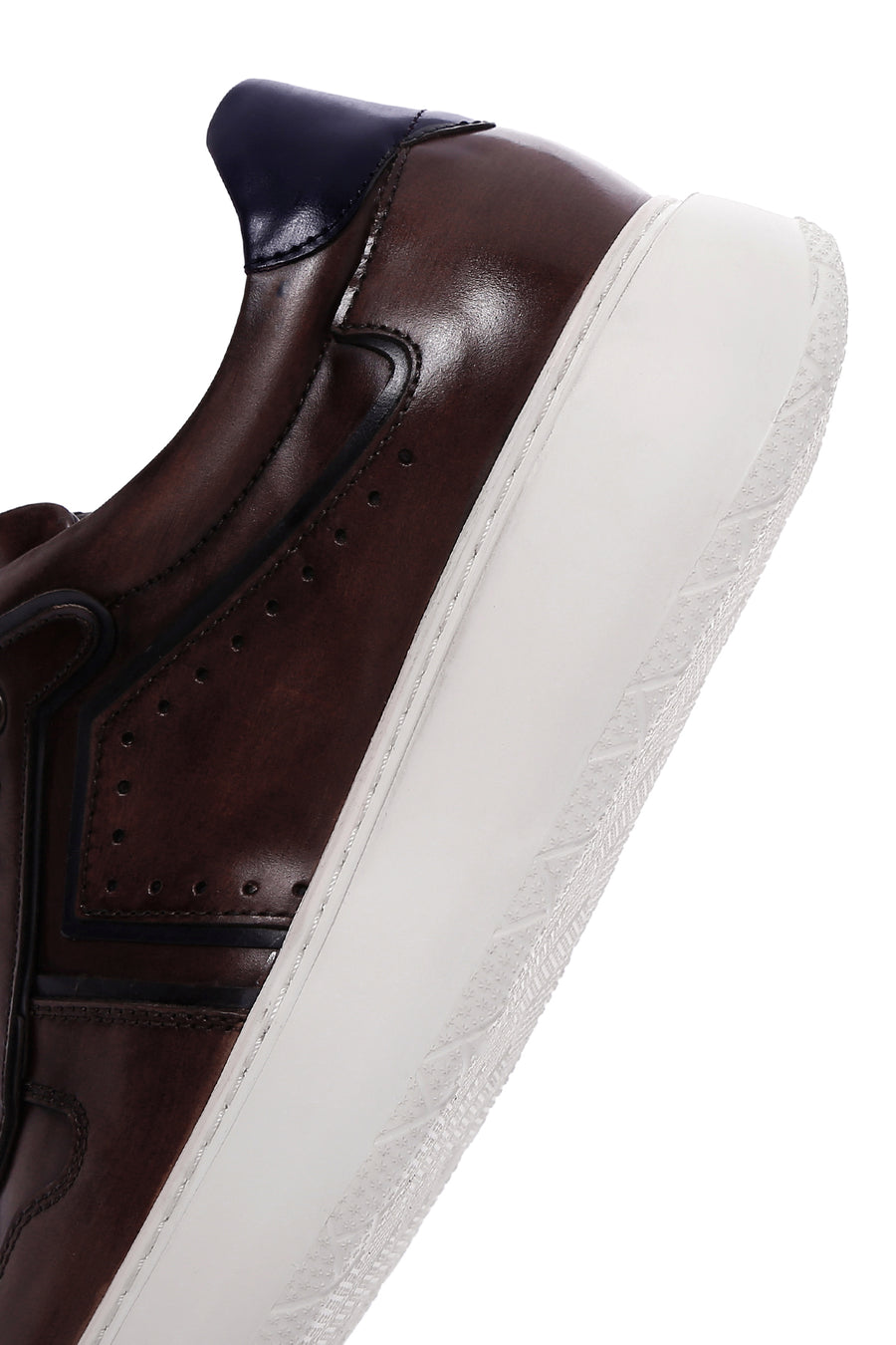Erkek Kahverengi Deri Kalın Tabanlı Sneaker