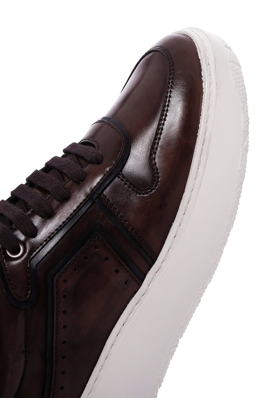 Erkek Kahverengi Deri Kalın Tabanlı Sneaker