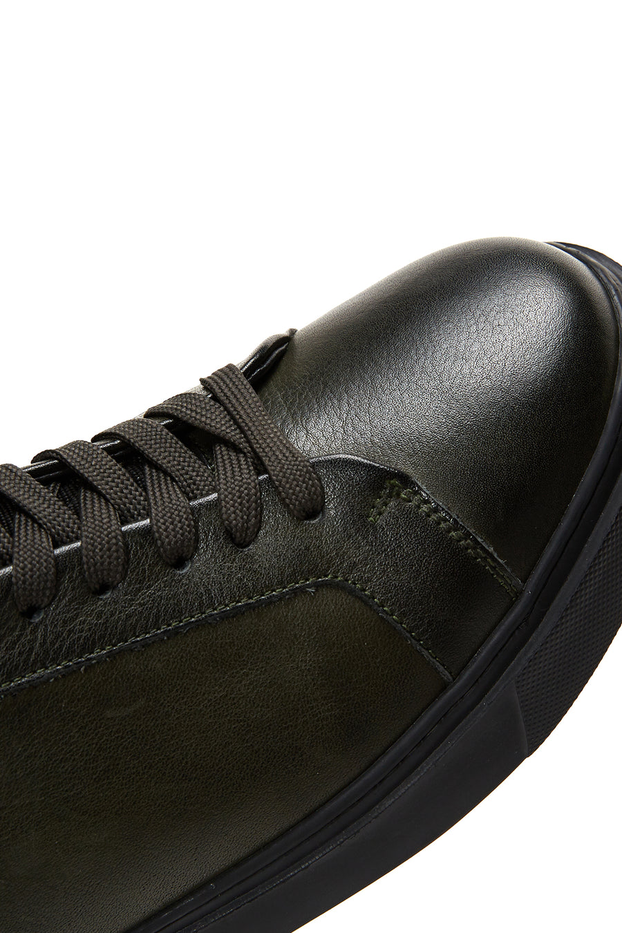 Erkek Yeşil Deri Kalın Tabanlı Sneaker