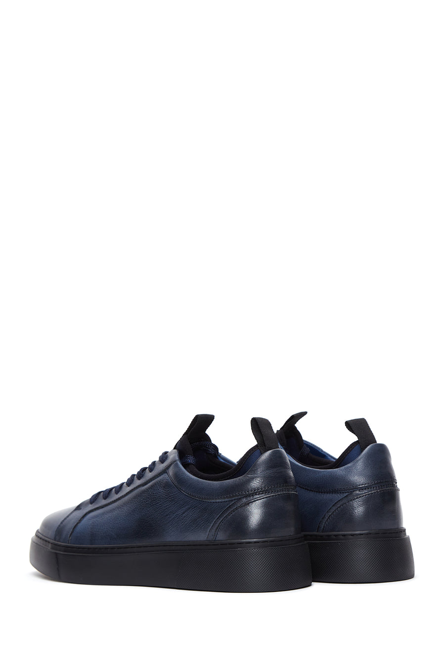 Erkek Lacivert Deri Kalın Tabanlı Sneaker