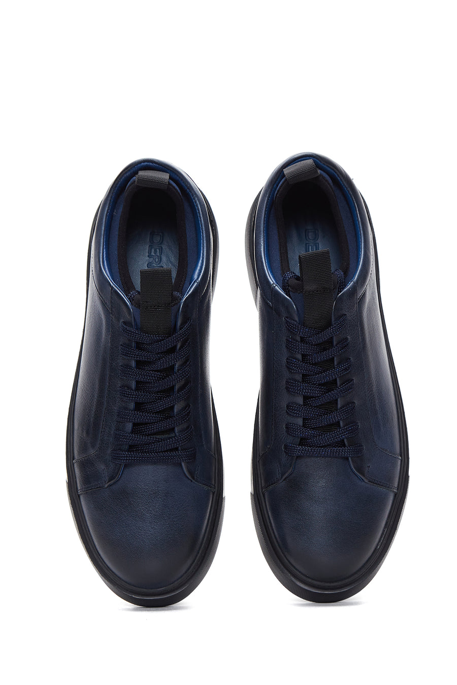 Erkek Lacivert Deri Kalın Tabanlı Sneaker