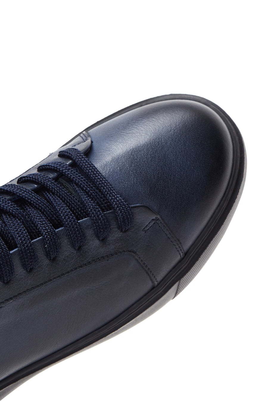 Erkek Lacivert Deri Kalın Tabanlı Sneaker