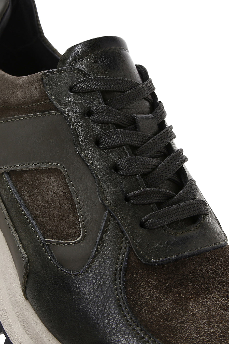 Men's Khaki Leather Suede Detailed Thick Soled Sneaker