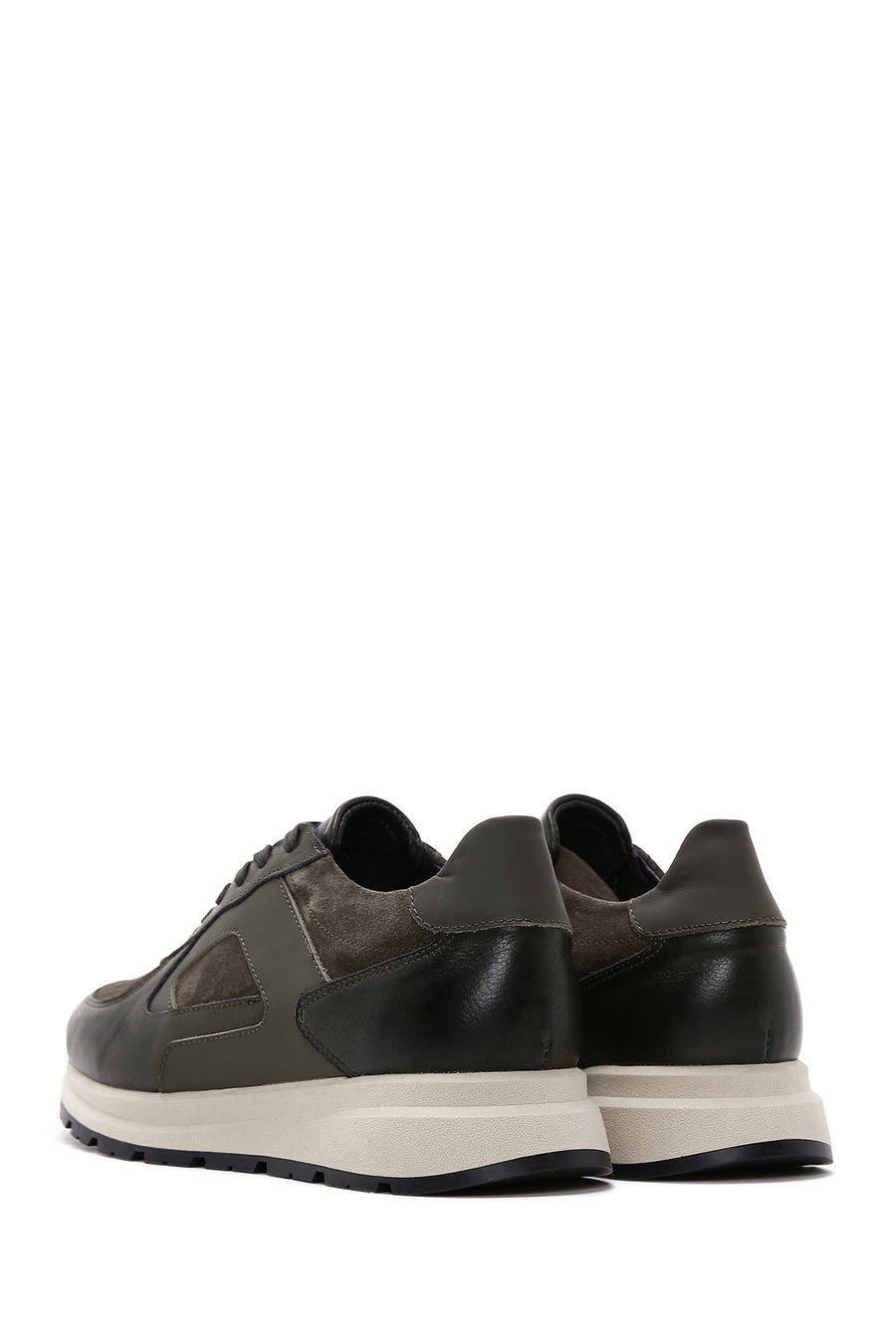 Men's Khaki Leather Suede Detailed Thick Soled Sneaker