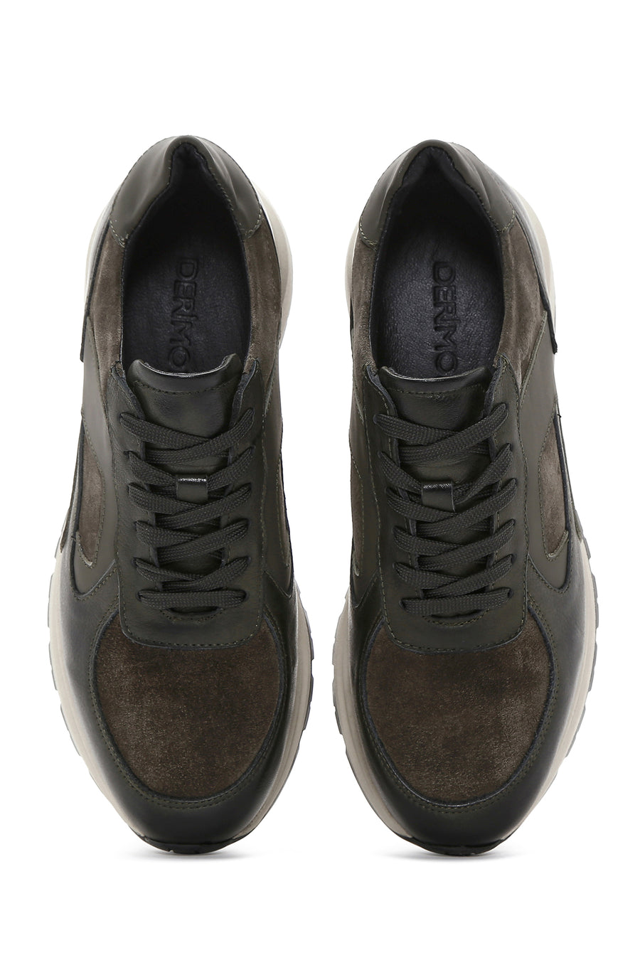 Men's Khaki Leather Suede Detailed Thick Soled Sneaker