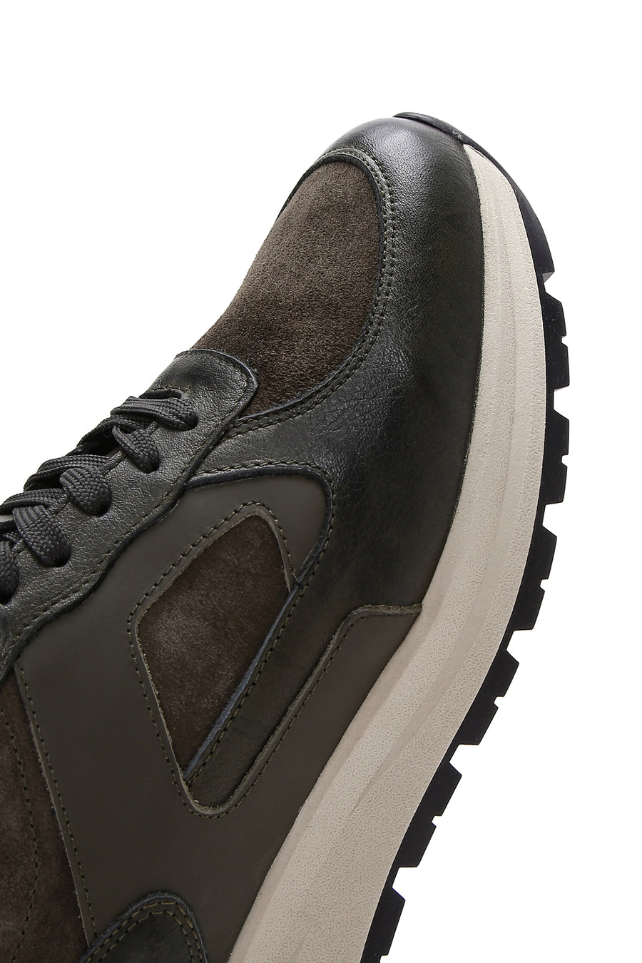 Men's Khaki Leather Suede Detailed Thick Soled Sneaker