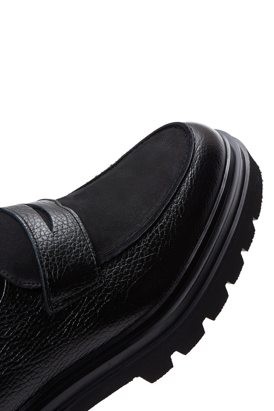 Erkek Siyah Deri Kalın Tabanlı Casual Loafer