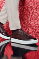 Erkek Kahverengi Deri Sneaker | Derimod