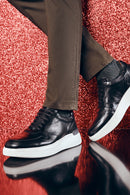 Erkek Siyah Deri Kalın Tabanlı Sneaker | Derimod