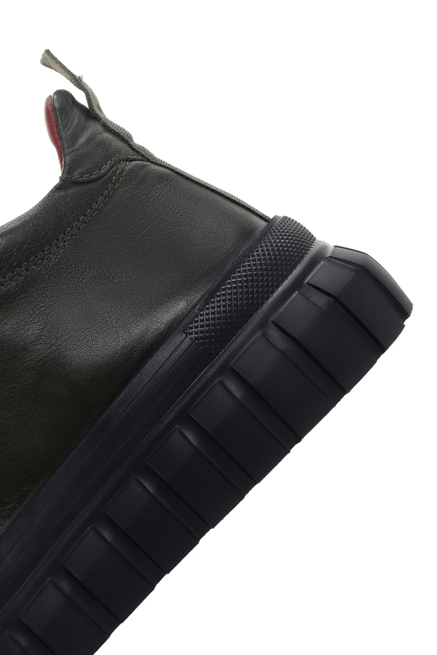 Erkek Haki Kalın Tabanlı Deri Blekli Sneaker Bot