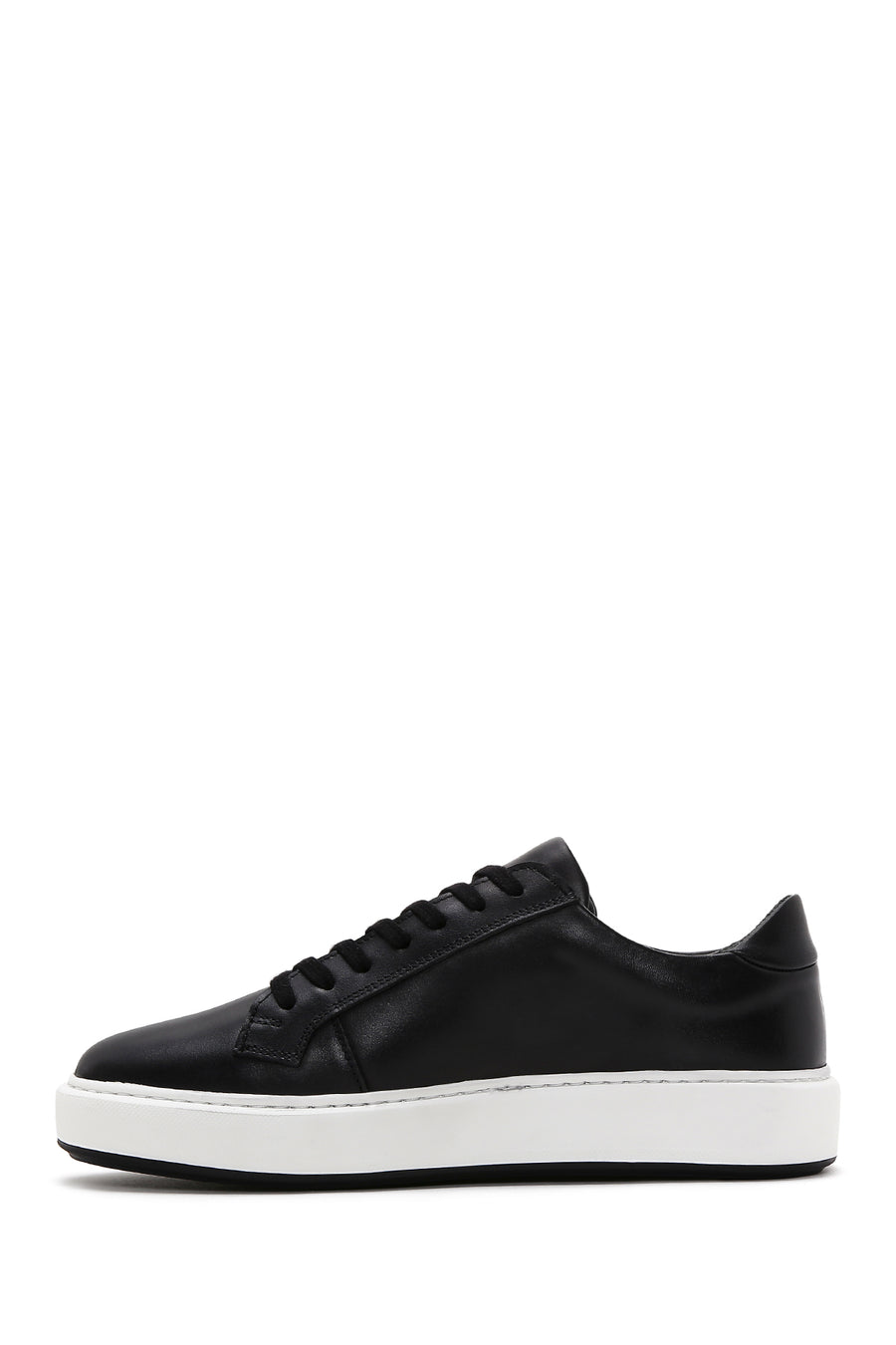 Men's Black Leather Thick Soled Sneaker