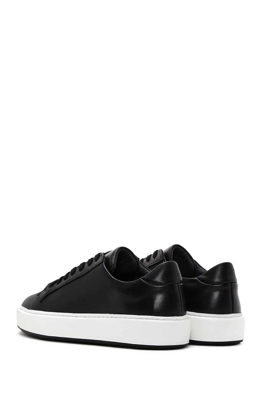 Men's Black Leather Thick Soled Sneaker