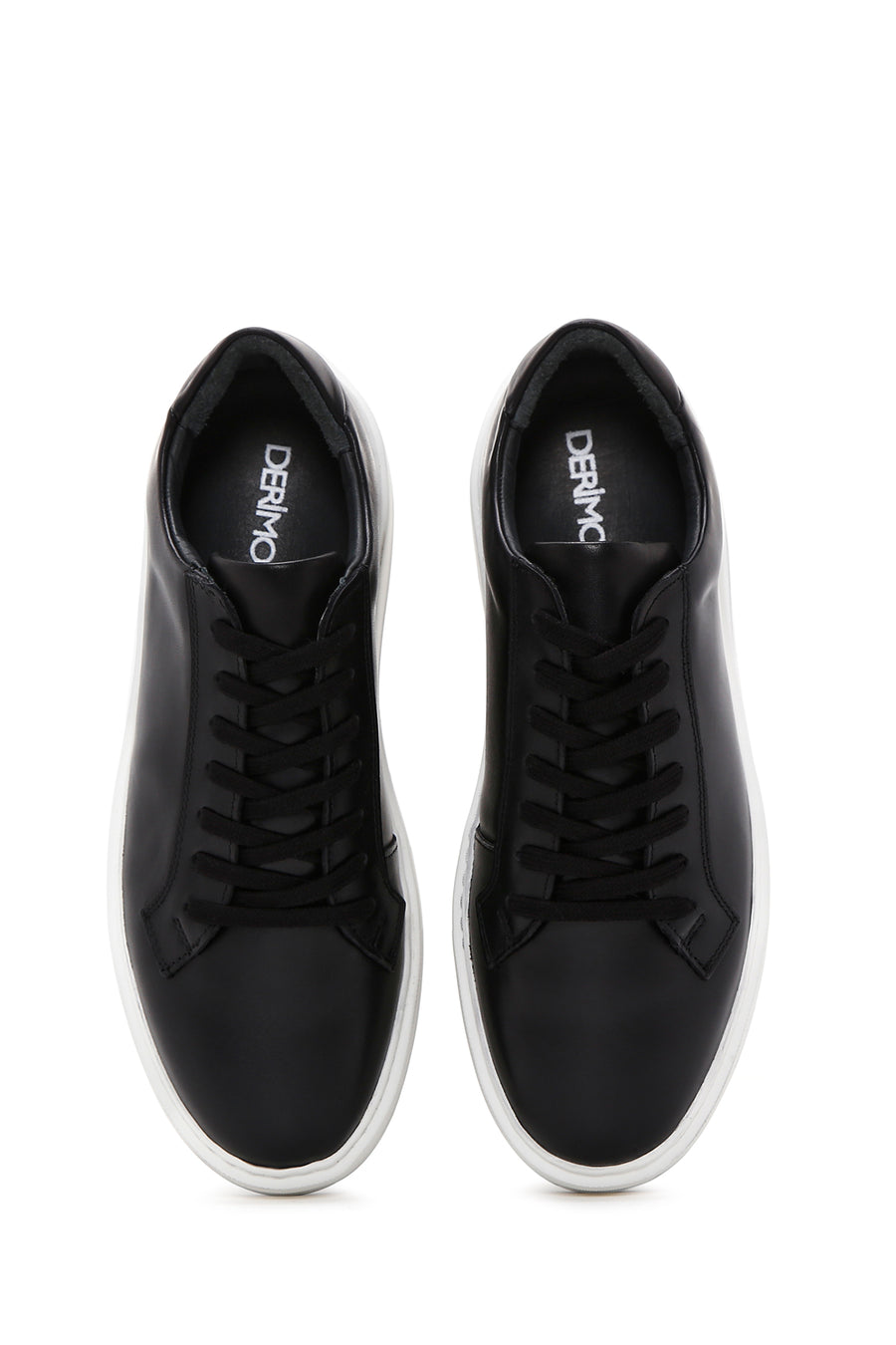 Men's Black Leather Thick Soled Sneaker