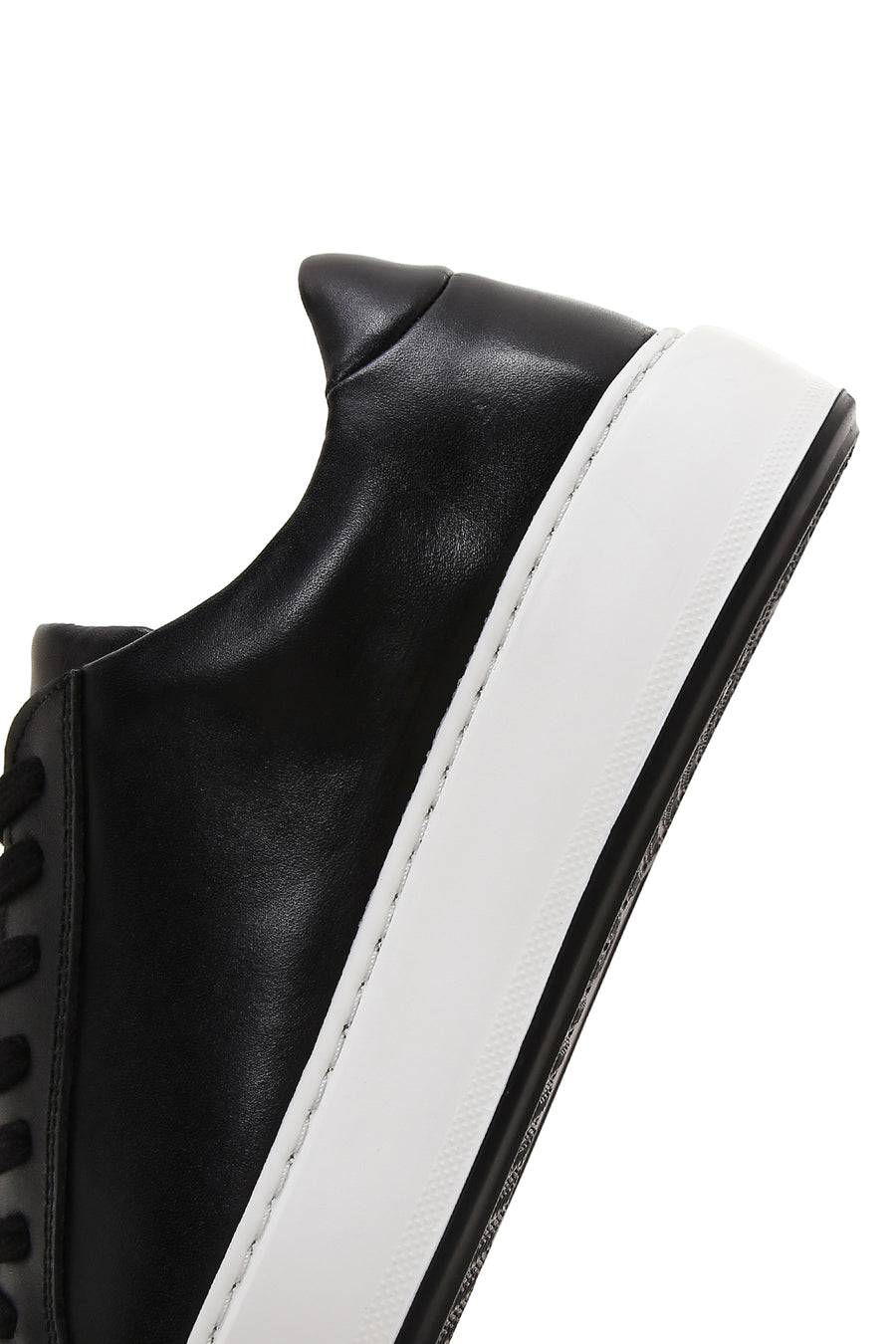 Men's Black Leather Thick Soled Sneaker
