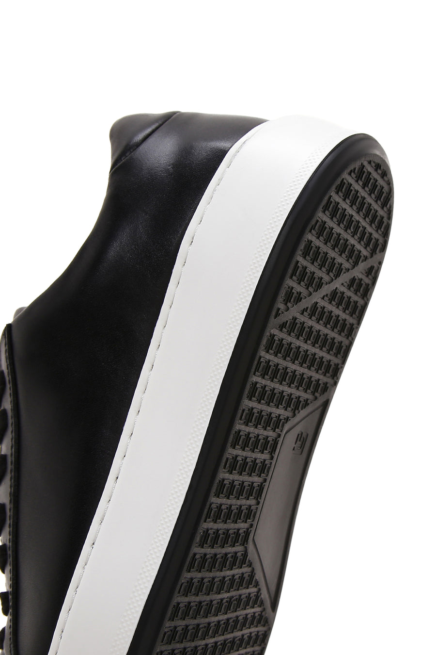 Men's Black Leather Thick Soled Sneaker