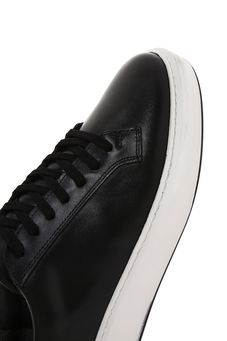 Men's Black Leather Thick Soled Sneaker