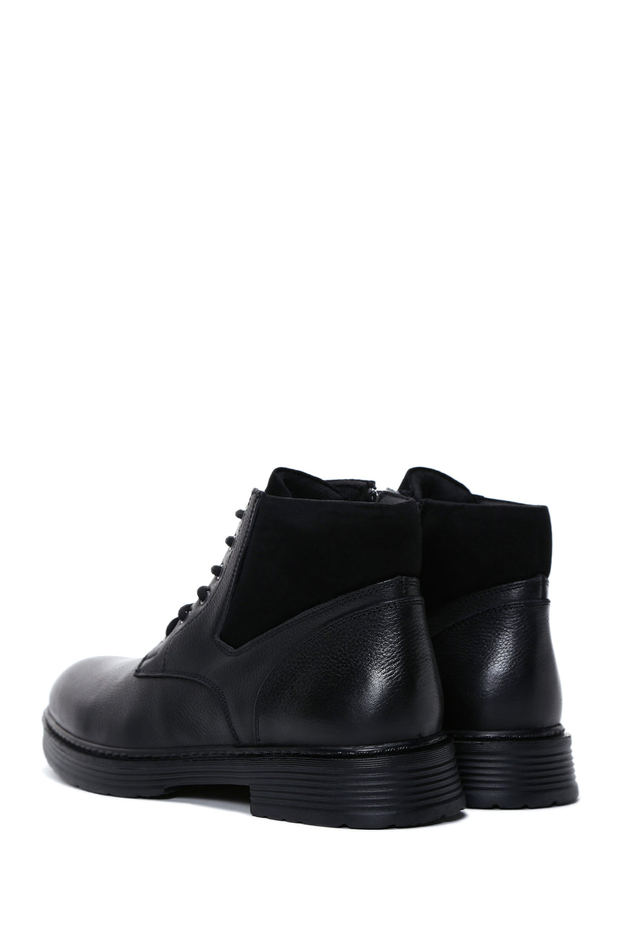 Men's Black Leather Zippered Casual Boots