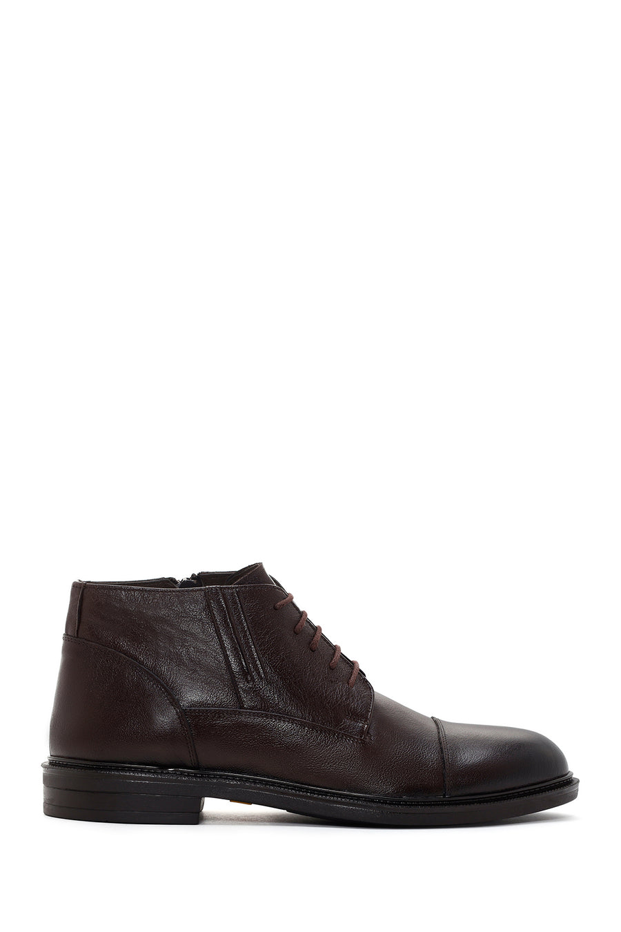 Men's Brown Leather Zippered Casual Boots 23WFD6754FT | Derimod