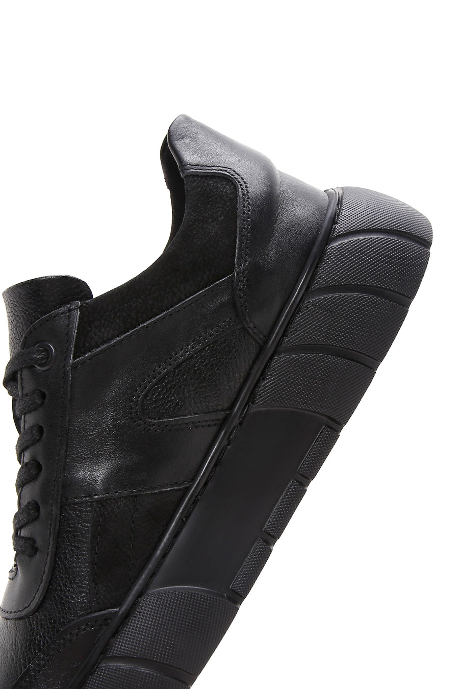 Erkek Siyah Deri Kalın Tabanlı Sneaker