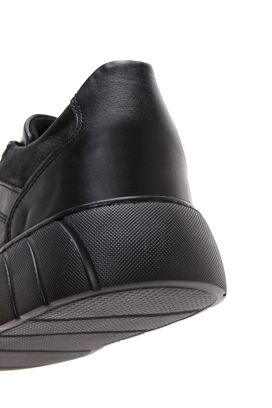 Erkek Siyah Deri Kalın Tabanlı Sneaker